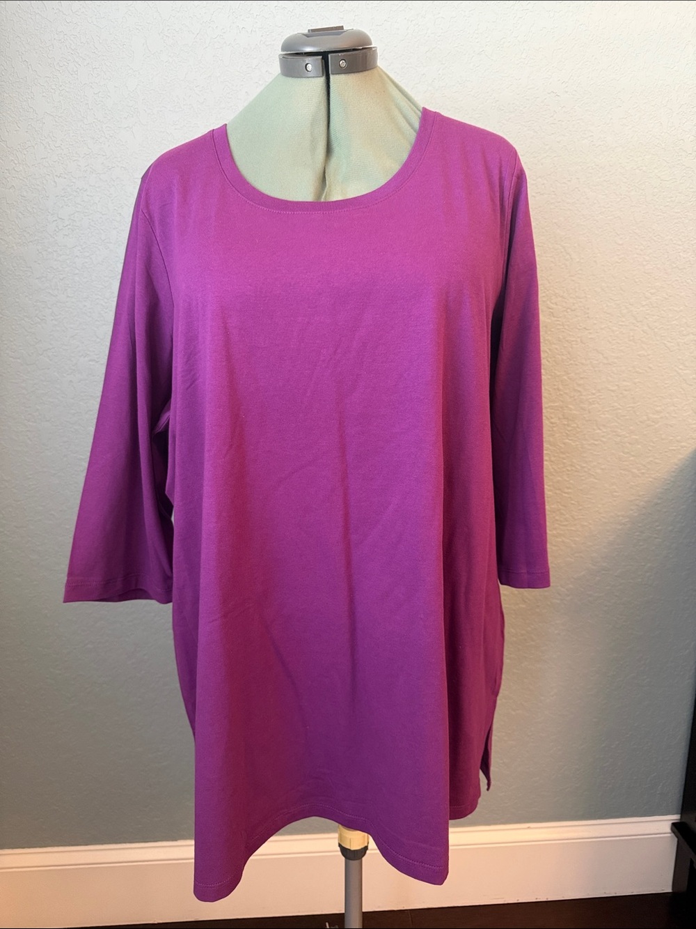 Woman Within Long Sleeve Scoop Neck Tee purple